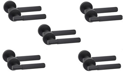 5 Pair Linear T-Bar Internal Door Handles Matt Black FinishGolden Grace from B&Q