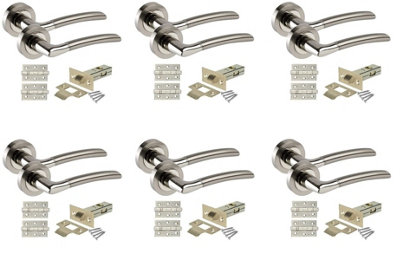 Golden Grace Indiana Style Chrome Internal Door HandlesDuo Finish6 Sets With Ball Bearing Hinges And 64mm Tubular Latch from B&Q