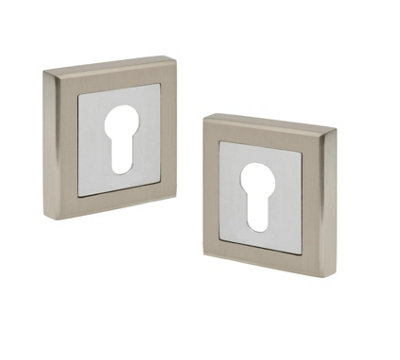 Golden Grace Door Euro Key Hole Dual Finish Square Rose Escutcheon For Normal 3 Lever & 5 Lever Lock Keys from B&Q