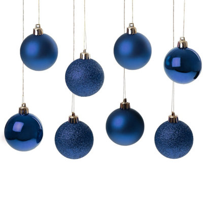 Premier Decorations Limited Christmas Baubles Set 10 Medium Shatterproof Glitter Multi Finish (Dia 60Mm) Blue