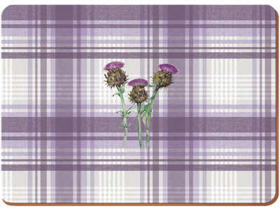 Creative Tops Thistle Cork-Backed Large Purple & Grey Premium Placemats from B&Q