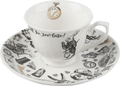 V&A Victoria And Albert Alice In Wonderland Espresso Cup And Saucer from B&Q