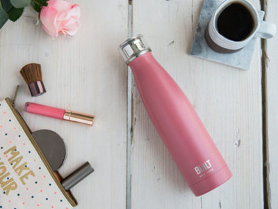 Built Pink Double Walled Stainless Steel Water Bottle 500Ml