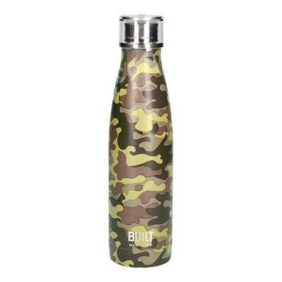 Built Stainless Steel Water Bottle Double Wall Sport Camo Gym Travel Flask 500Ml