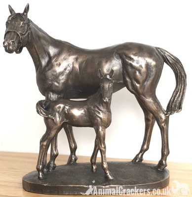 Animal Crackers Horse And Foal Figurine In Solid Cold Cast Bronze Designed By David Geenty from B&Q