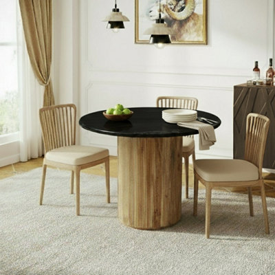  - Luxor Round Marble Top With Pedestal Leg Dining Table 100Cm