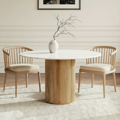  - Luxor Real Marbel White Dining Table 120Cm 4 To 6 Seater