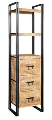 Buttercup Farm Cosmo Industrial Slim BookcaseSolid Mango WoodL40 X W55 X H200 Cm from B&Q