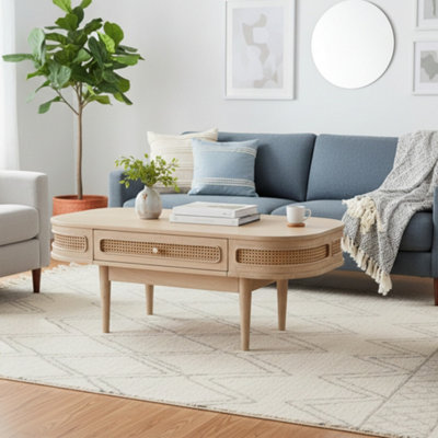 Chester Solid Mango Wooden 45Cm Circular Pedestal 1 Drawer Coffee Table from B&Q