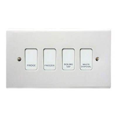 Deta Customised Grid Switch Kitchen Control Panel4 Gang (White) from B&Q