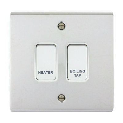 Deta Polished Chrome Customised Kitchen Grid Switch Panel With White Switches2 Gang from B&Q