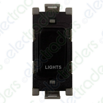 Deta G3514/li/bk Grid Switch 20 Amp Double Pole Marked Lights (Black) from B&Q