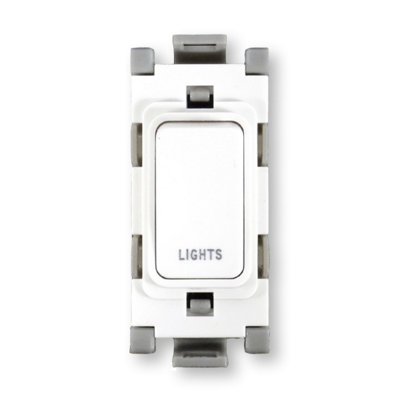 Deta G3514/li Grid Switch 20 Amp Double Pole Marked Lights (White) from B&Q