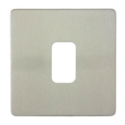 Deta G3381Sc Ultra Screwless Grid Cover Plate With Frame Satin Chrome1 Gang from B&Q
