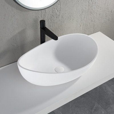Mallorca Matt Countertop Stone Basin 600mm from B&Q