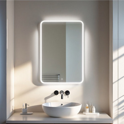 Fino Stone Catolico Rectangular Led Bathroom Mirror 60X80Cm from B&Q