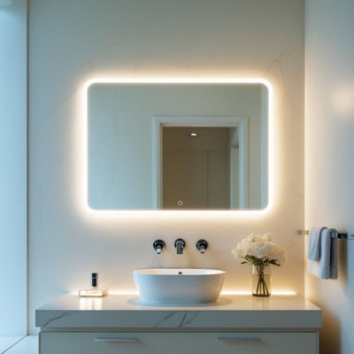 Fino Stone Catolico Rectangular Led Bathroom Mirror 100X70Cm from B&Q