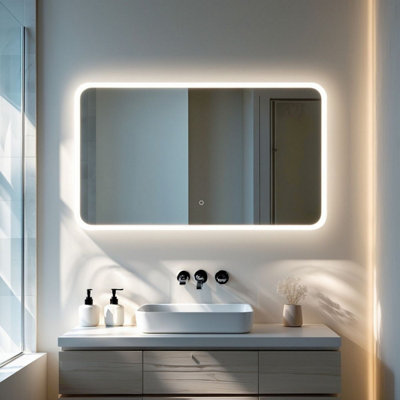 Fino Stone Catolico Rectangular Led Bathroom Mirror 120X70Cm from B&Q