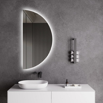 Fino Stone Setenil Half Moon Heated Anti-Fog Led Bathroom Mirror 50X100Cm from B&Q