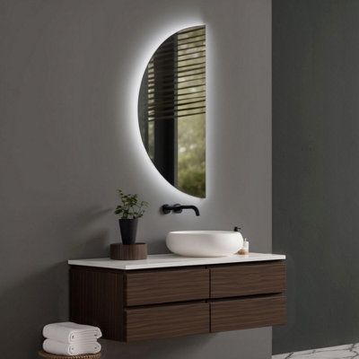 Fino Stone Setenil Half Moon Heated Anti-Fog Led Bathroom Mirror 60X120cm