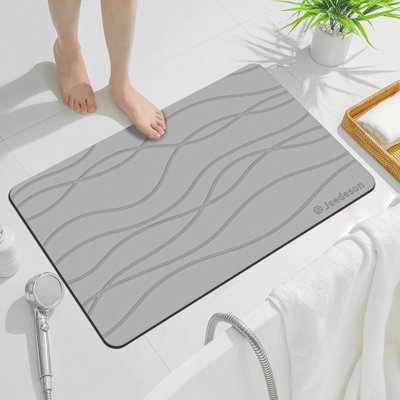 Fino Stone Stone Bath Mat Diatomaceous Earth Shower Mat Non-Slip Super Absorbent Diatomite Stone Mats For Bathroom Floor Quick-Drying from B&Q