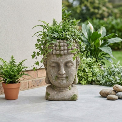 Exquisite Buddha Head Stoneware Pot from B&Q