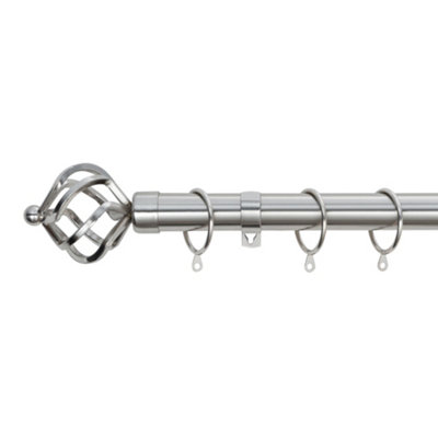 A.unique Home Twisted Metal Extendable Curtain Pole With Rings And Fittings (25/28mm)Brushed Steel 70Cm120Cm  Approx from B&Q