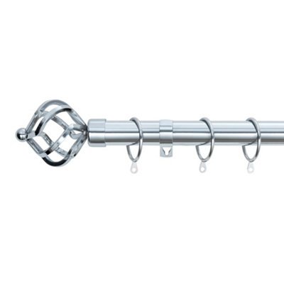 A.unique Home Twisted Metal Extendable Curtain Pole With Rings And Fittings (25/28mm)Nickel120Cm220Cm Approx from B&Q