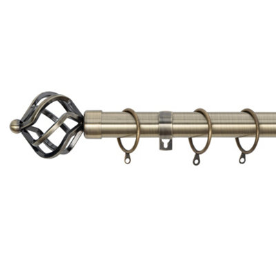 A.unique Home Twisted Metal Extendable Curtain Pole With Rings And Fittings (25/28mm)Antique Brass 180Cm340Cm Approx from B&Q