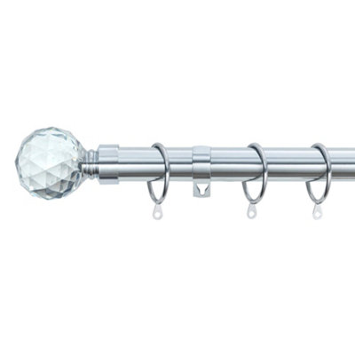 A.unique Home Gem Crystal Ball Metal Extendable Curtain Pole With Rings And Fittings (25/28mm)Nickel70Cm120Cm  Approx from B&Q