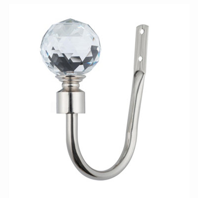 A.unique Home Pair Of Gem Crystal Ball Metal Holdbacks With FittingsBrushed Steel from B&Q