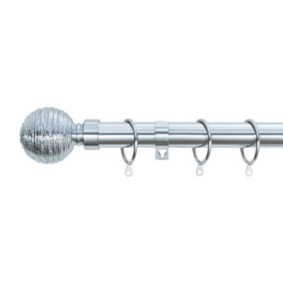 A.unique Home Etched Ball Metal Extendable Curtain Pole With Rings And Fittings (25/28mm)Nickel120Cm220Cm  Approx from B&Q