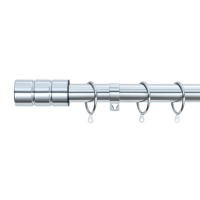 A.unique Home Plain Barrel Metal Extendable Curtain Pole With Rings And Fittings (25/28mm)Nickel120Cm220Cm Approx from B&Q