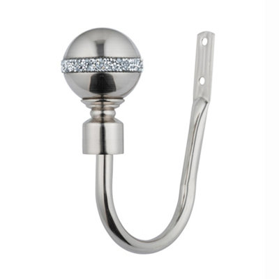 A.unique Home Pair Of Diamante Ball Metal Holdbacks With FittingsBrushed SteelHoldbacks from B&Q