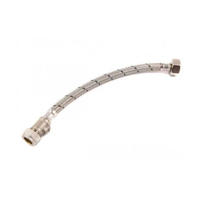 Pepte 15Mm X 1/2 X 300Mm Flexible Tap Connector With Isolation Valve Wras