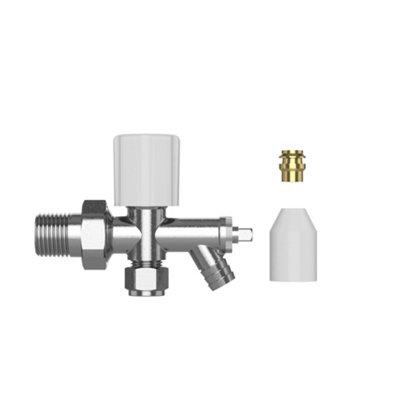 B&Q -  Classic Angled Manual Radiator Valve With Drain-Off 8/10mm