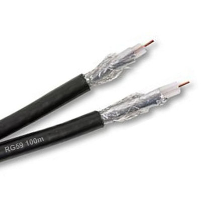Kenable Cctv Cable Twin Coaxial Rg59 Solid Reel Black 100M from B&Q