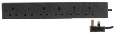 Pro Elec Pelb1711 6 Gang Extension Lead CableBlack1M from B&Q