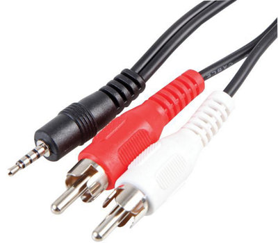 ProSignal Pro Signal2.5mm 4 Pole Jack Plug To 2X Phono (Rca) Plug Lead1.5M Black from B&Q