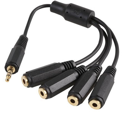ProSignal Pro Signal3.5mm Stereo Jack Plug To 4X Sockets Lead150mm Black from B&Q