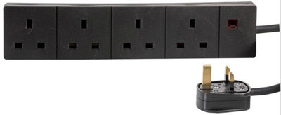Pro Elec Pelb1809 4 Gang Extension LeadBlack0.5M from B&Q