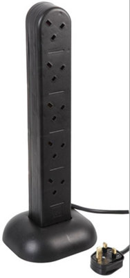 Pro Elec Pelb1867 10 Gang Extension Tower With NeonBlack2M from B&Q