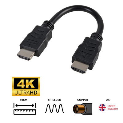 ProSignal 15Cm Short Hdmi Cable Male Plug To Plug Lead Gold V2.0 4K from B&Q