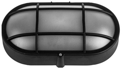 Kenable Wall-Mounted Lamp Outdoor Oval Bulkhead E27 Light Ip44 Black from B&Q