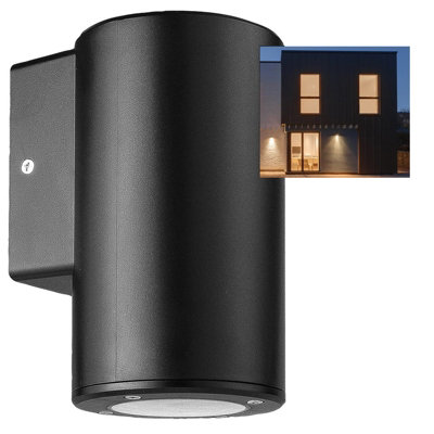 Kenable Outdoor Down Light Wall-Mounted Gu10 Ip44 Garden Rounded Lamp Black from B&Q