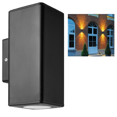 Kenable Outdoor Up & Down Light Wall-Mounted Gu10 Ip44 Garden Square Lamp Black from B&Q