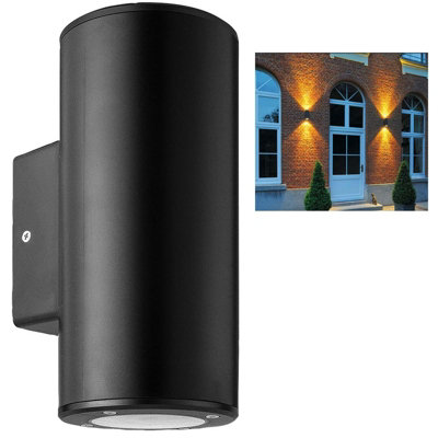 Kenable Outdoor Up & Down Light Wall-Mounted Gu10 Ip44 Garden Rounded Lamp Black from B&Q