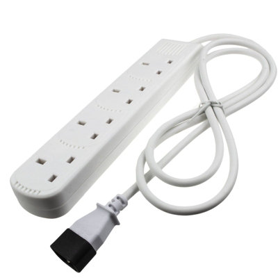 Kenable Iec C14 To 4 Way Gang Uk Mains Sockets Lead Ups Power Splitter 1.5M White from B&Q