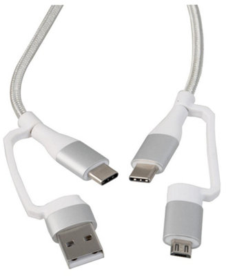 ProSignal Pro SignalUsb 2.0 Type-C 4-In-1 Usb-A / Usb-C / Micro Usb Lead1M Silver from B&Q
