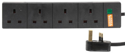 Pro Elec Pelb1169 4 Gang Extension Lead With Surge ProtectionBlack4M from B&Q